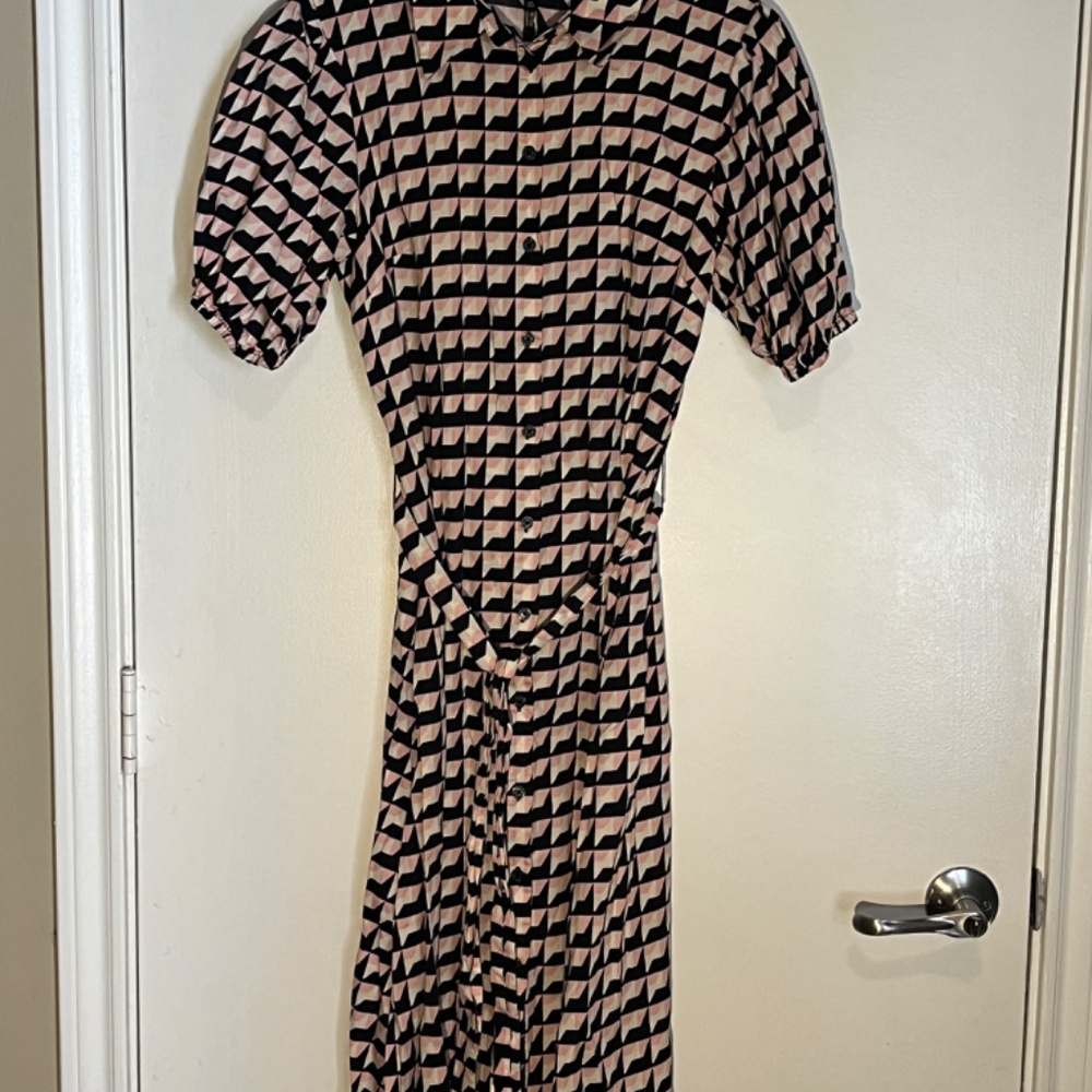 Who What Wear Pink and Black Dress Geometric Prink